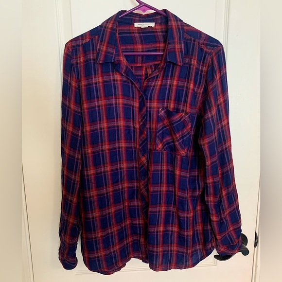 beachlunchlounge Tops - Beach Lunch Lounge Collection Soft Plaid Button Up Top - Large